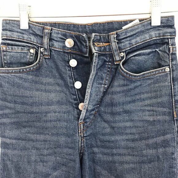 & DENIM Vintage Fit High Waist Straight Button-Fly Jeans Size 27 Medium Wash Den - Picture 6 of 10